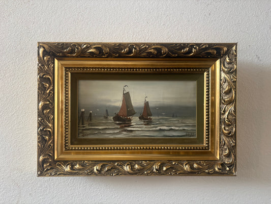 Maritime Sailboat Oil Painting