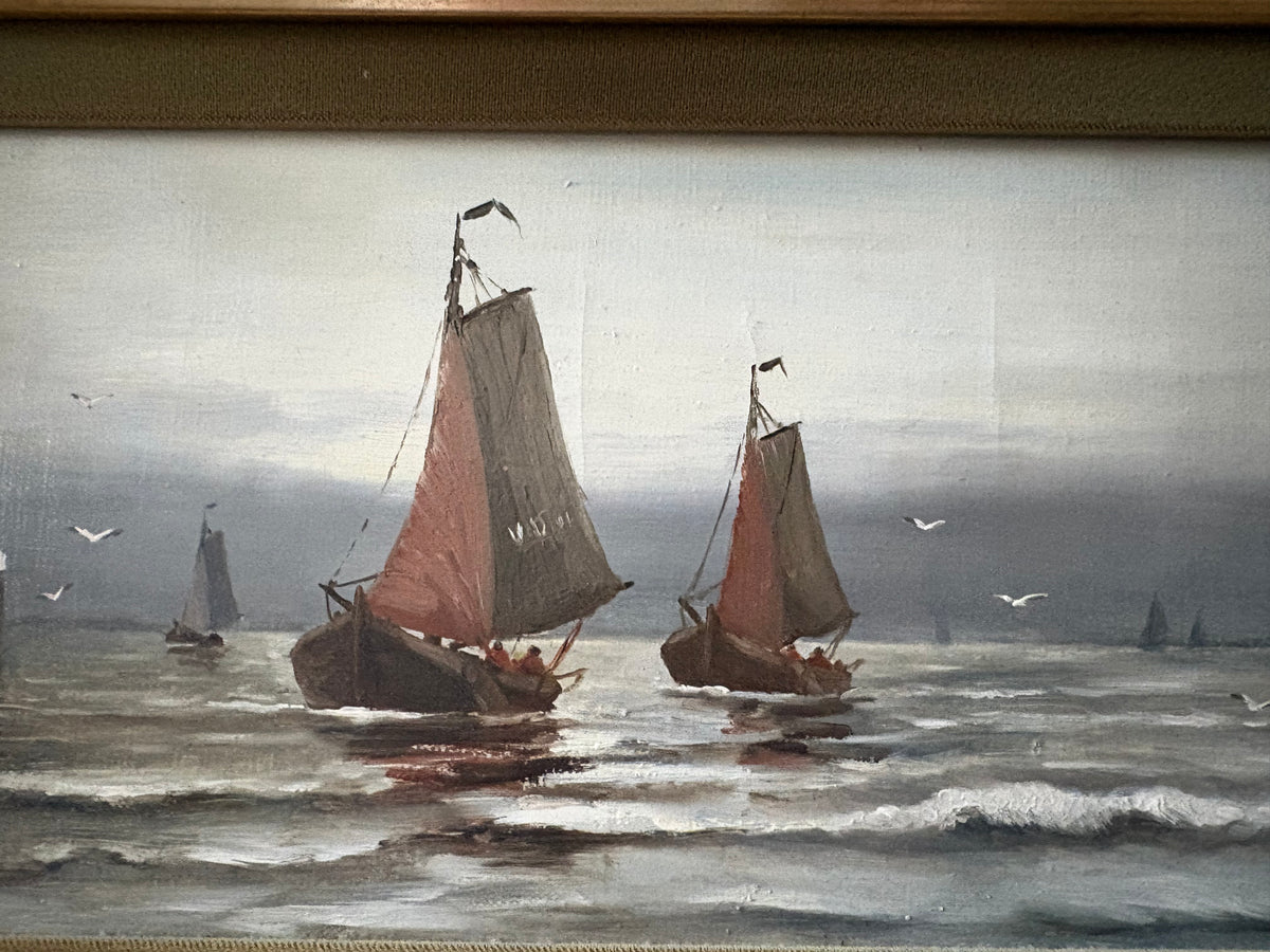 Maritime Sailboat Oil Painting