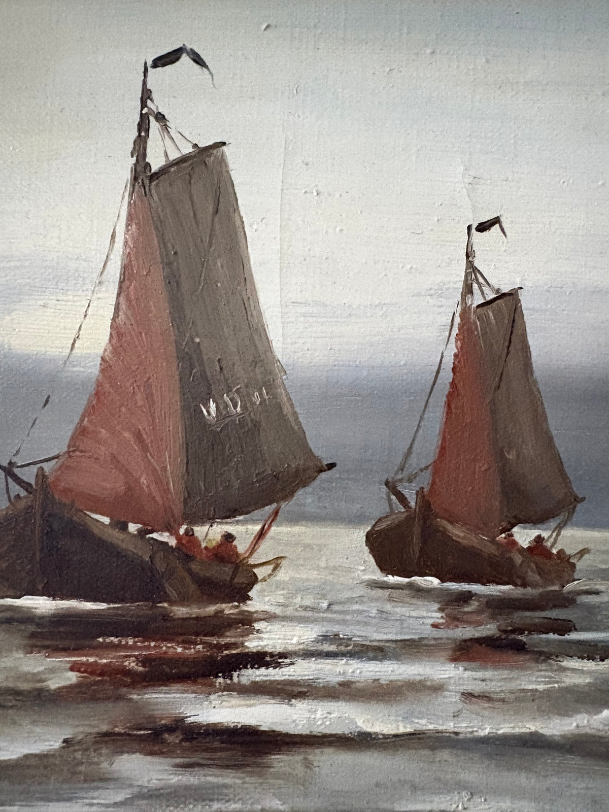 Maritime Sailboat Oil Painting