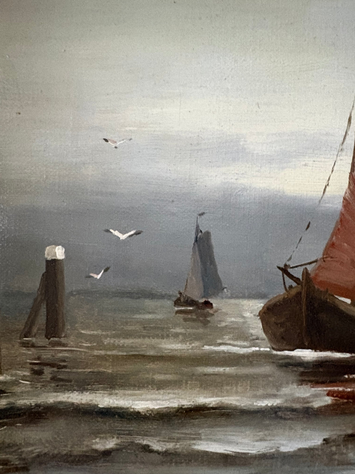 Maritime Sailboat Oil Painting