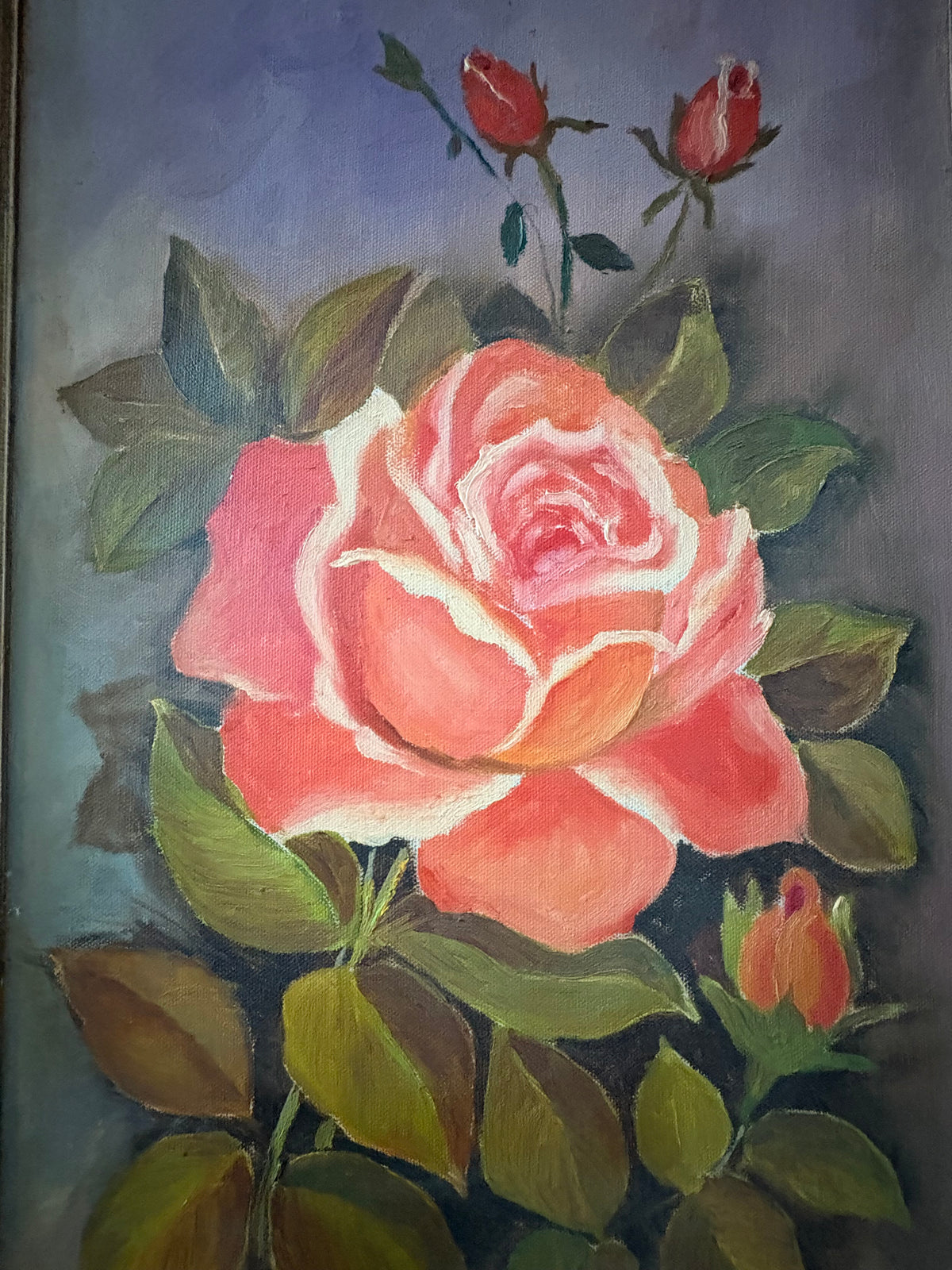 Oil on Canvas Rose Painting