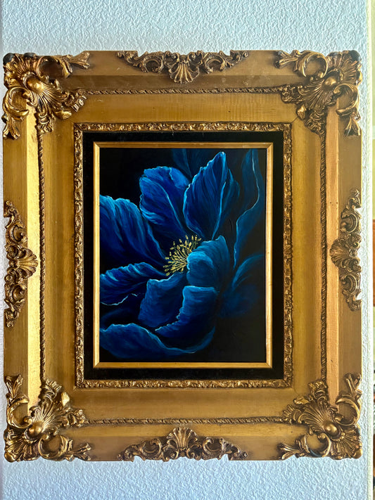 Singing the Blues, Peony Acrylic Painting