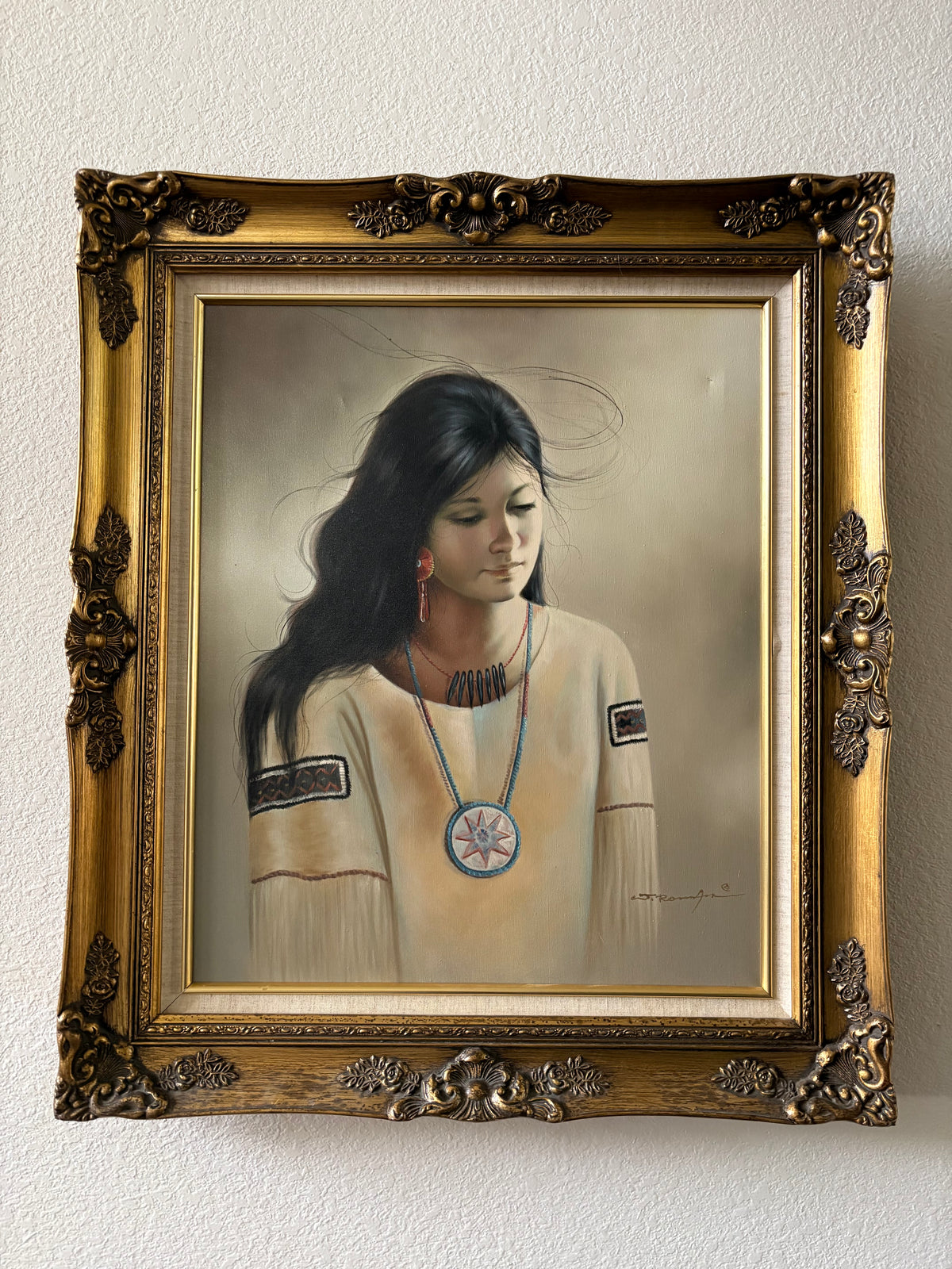 Oil Portrait of a Native American Girl