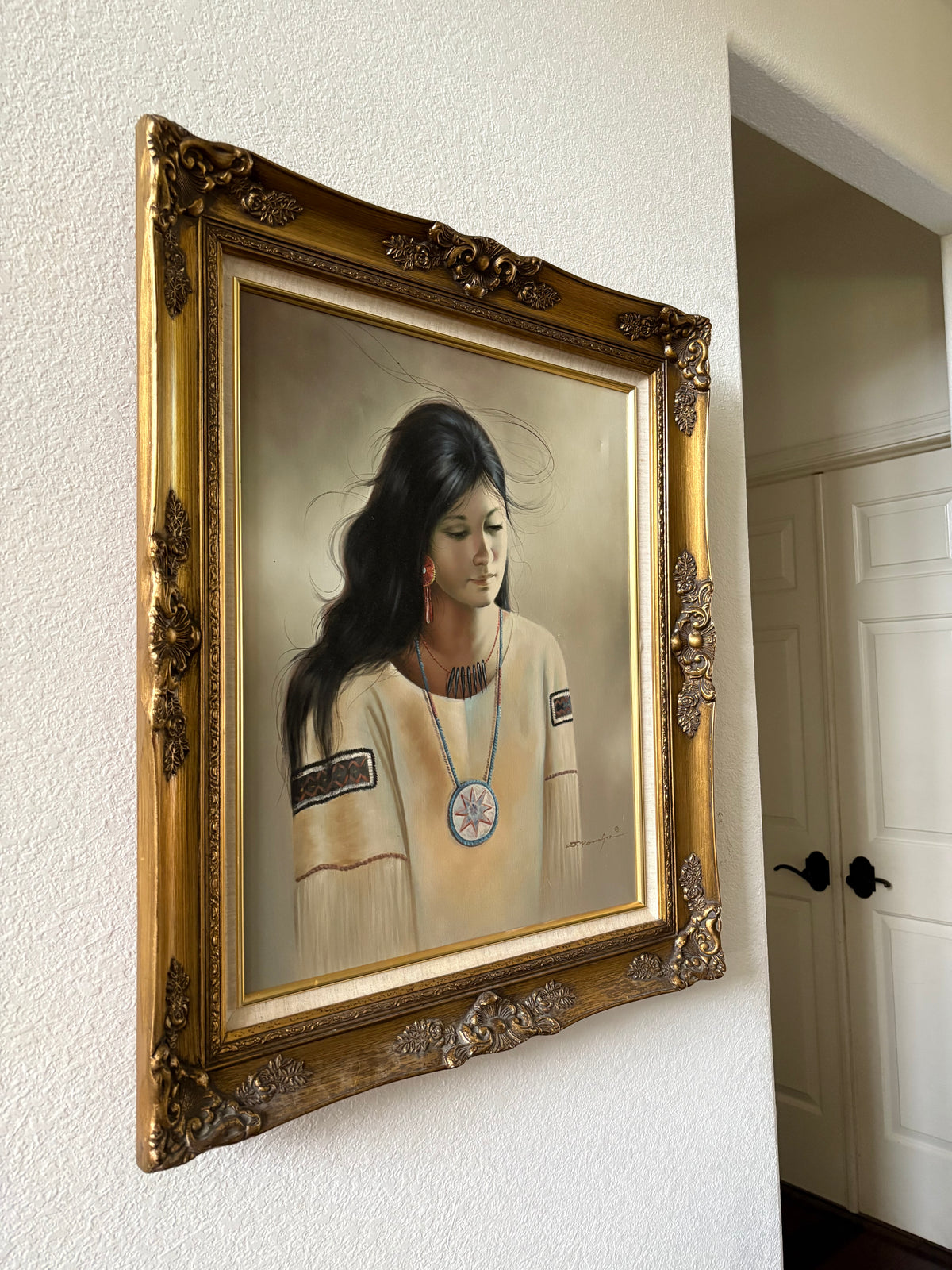 Oil Portrait of a Native American Girl