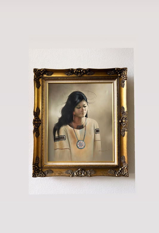 Oil Portrait of a Native American Girl