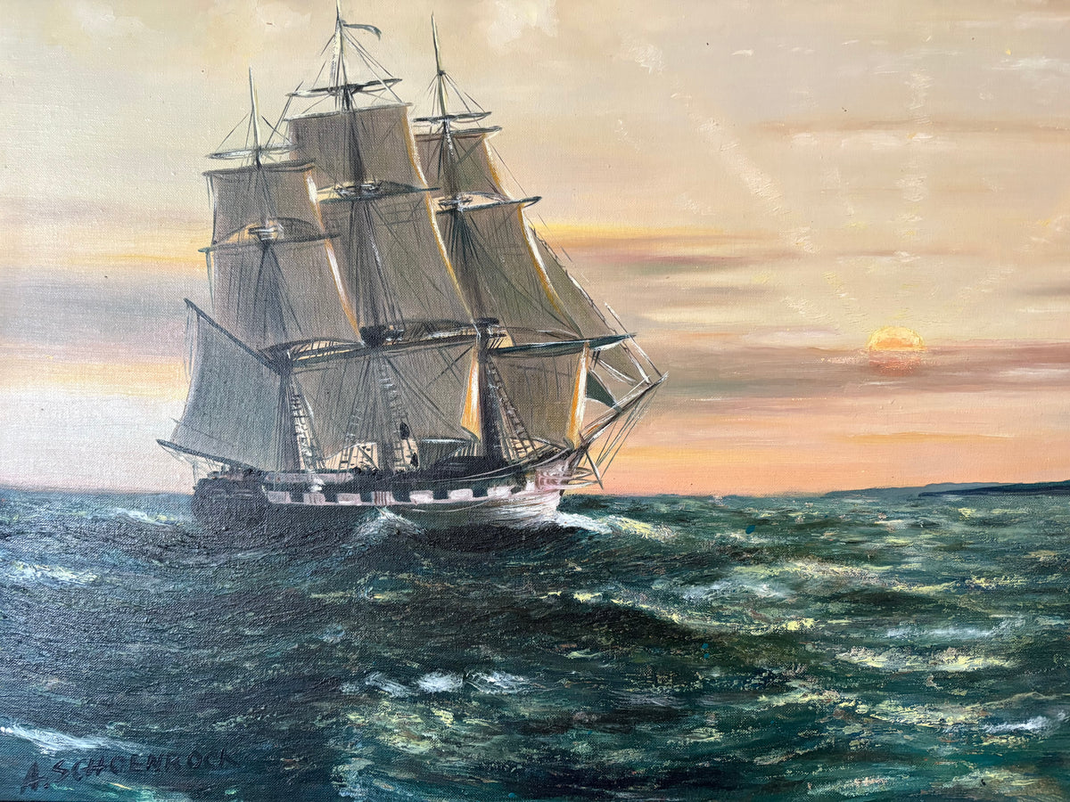 Ship Painting at Sunrise