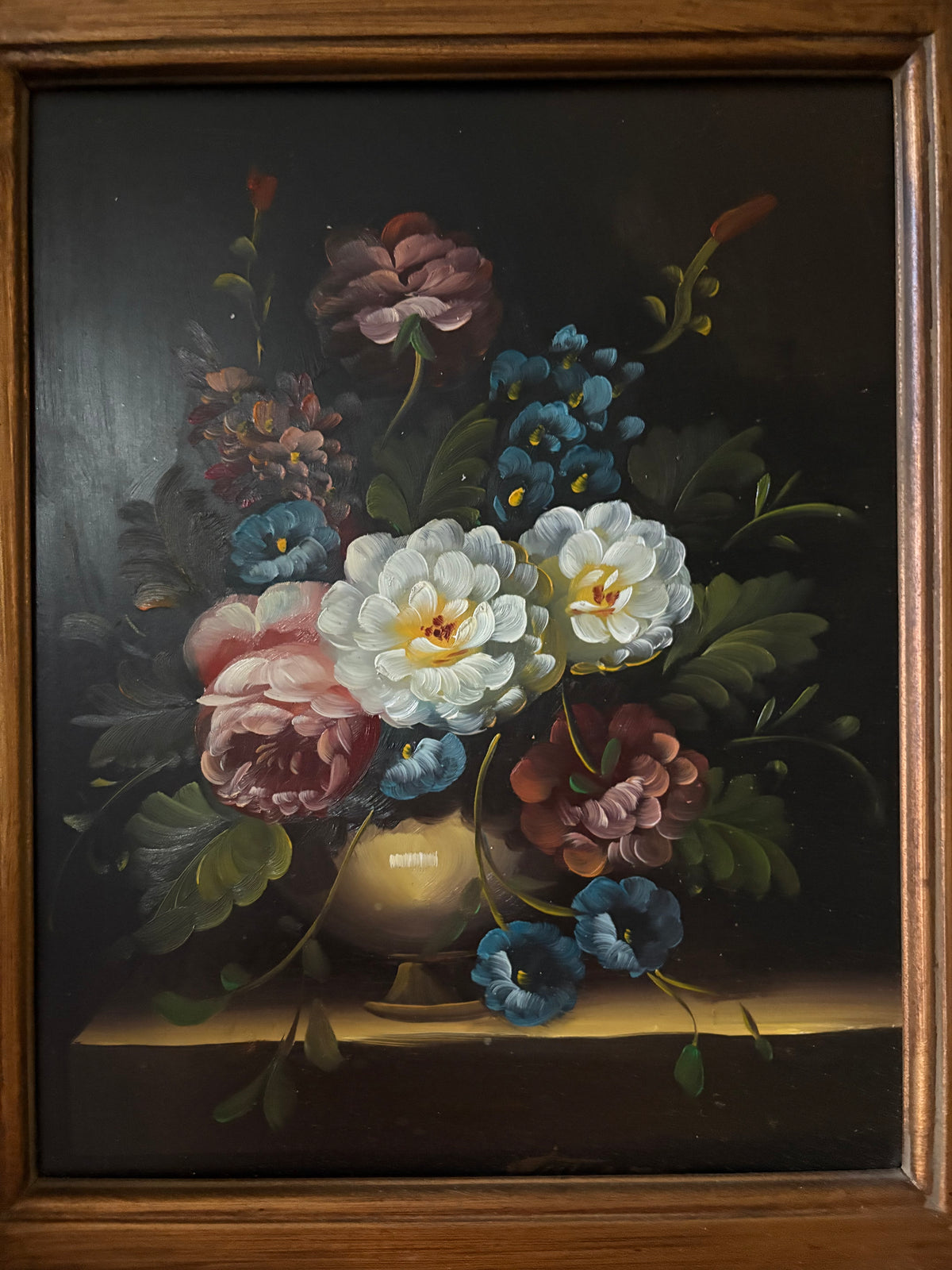 Floral Oil on Board Painting