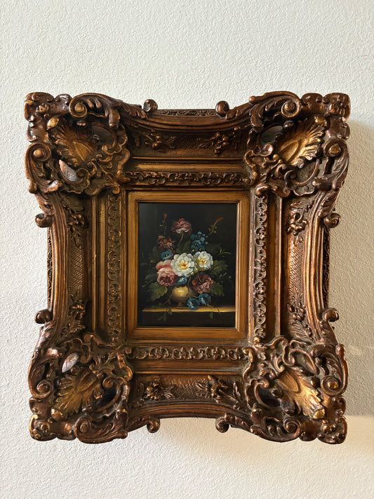 Floral Oil on Board Painting