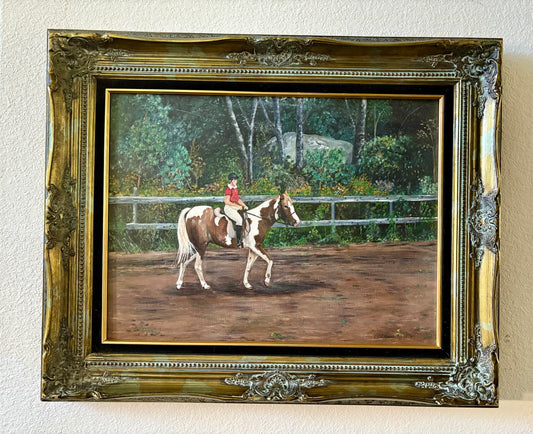 Oil Painting on Canvas Equestrian Landscape Woman On Horse
