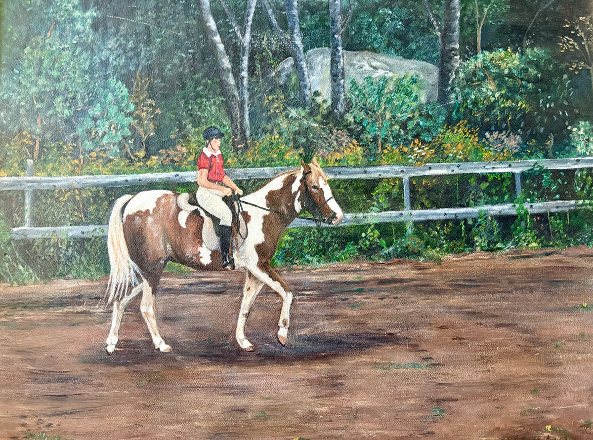 Oil Painting on Canvas Equestrian Landscape Woman On Horse