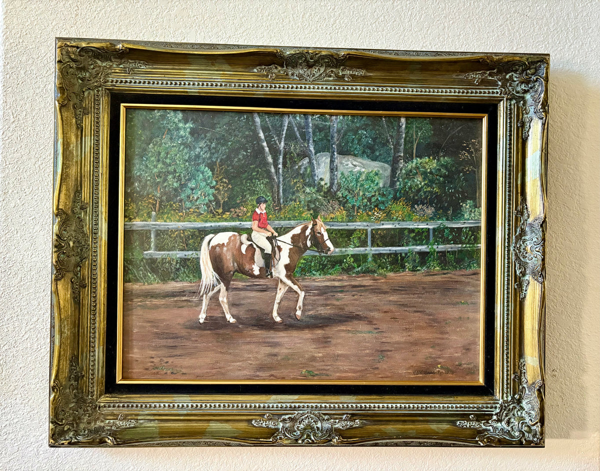 Oil Painting on Canvas Equestrian Landscape Woman On Horse
