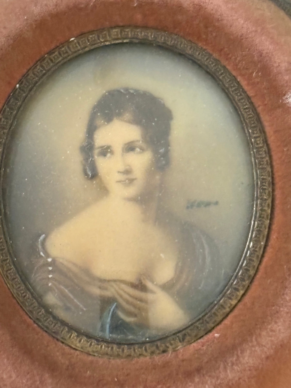 Antique Hand Painted Lady Portrait
