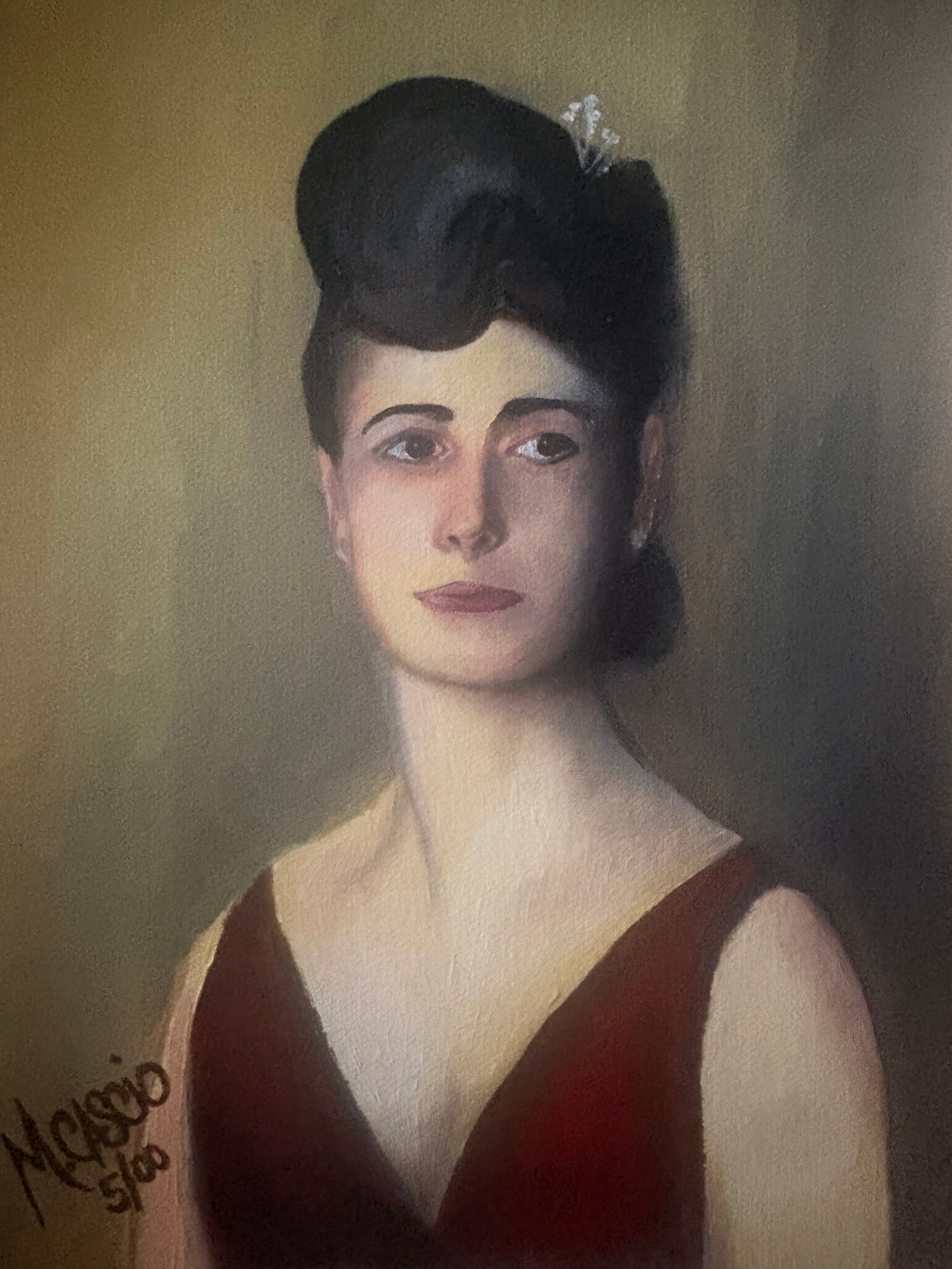Hand Painted Portrait Study of Louise Pomeroy Inches 1887