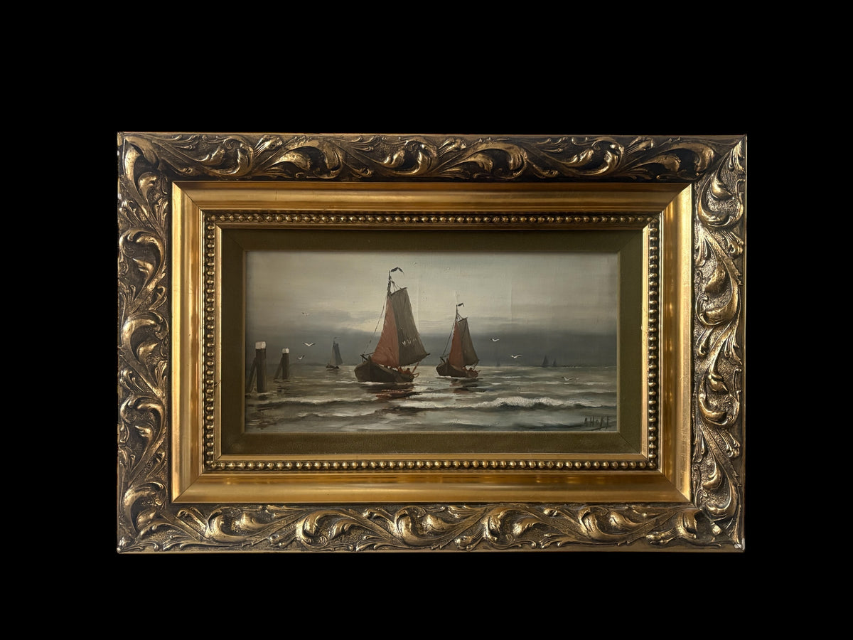 Maritime Sailboat Oil Painting