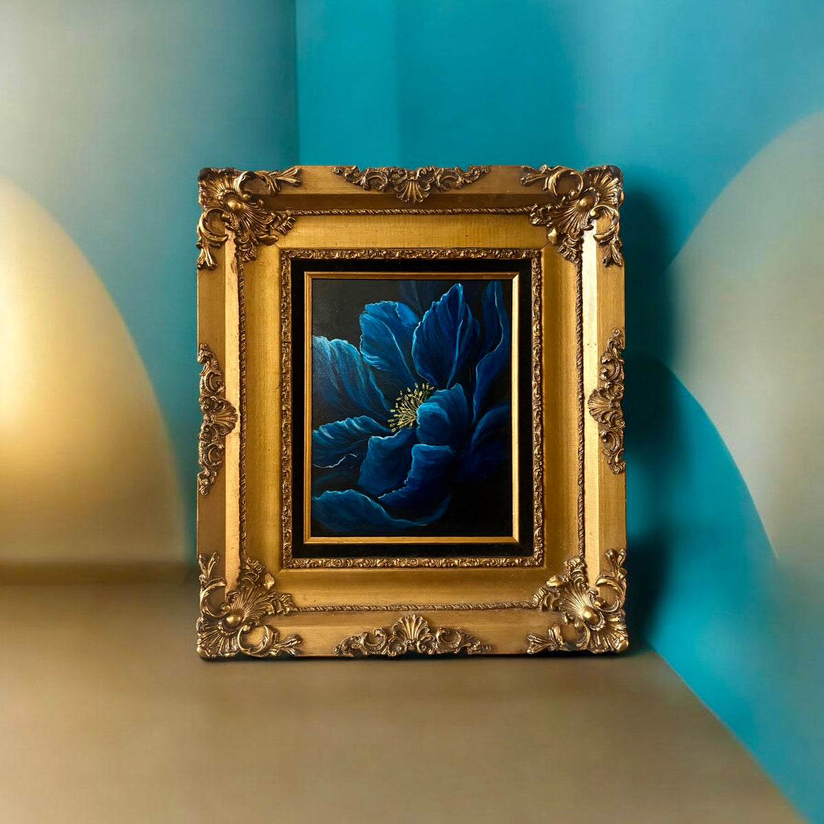 Singing the Blues, Peony Acrylic Painting